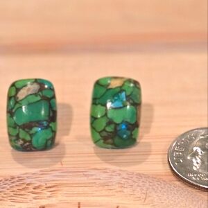 Green Copper Turqouise Stud Earrings